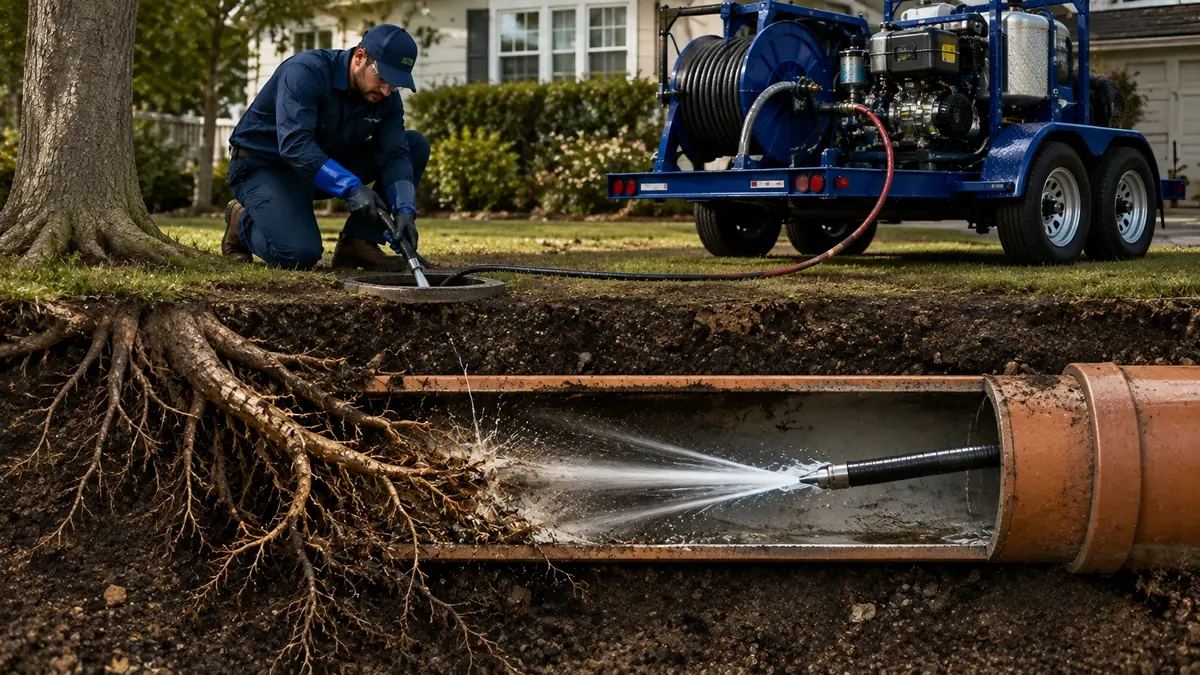 Tree Root Removal with Hydro Jetting in Adelanto